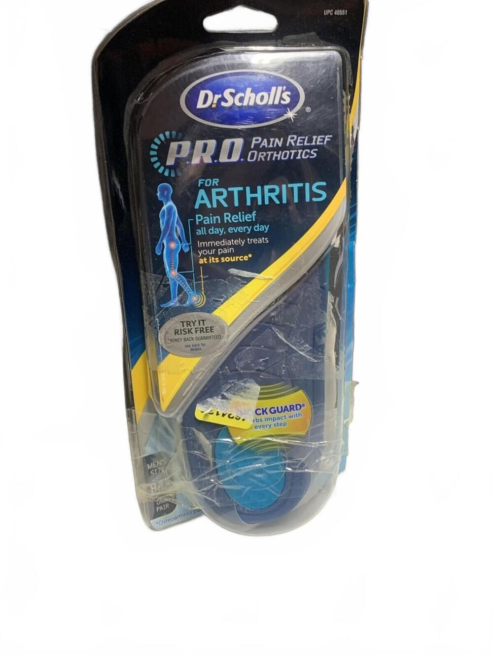 Dr. Scholl's P.R.O. Pain Relief Orthotics for Arthritis, Shock Guard, Men's 8-12